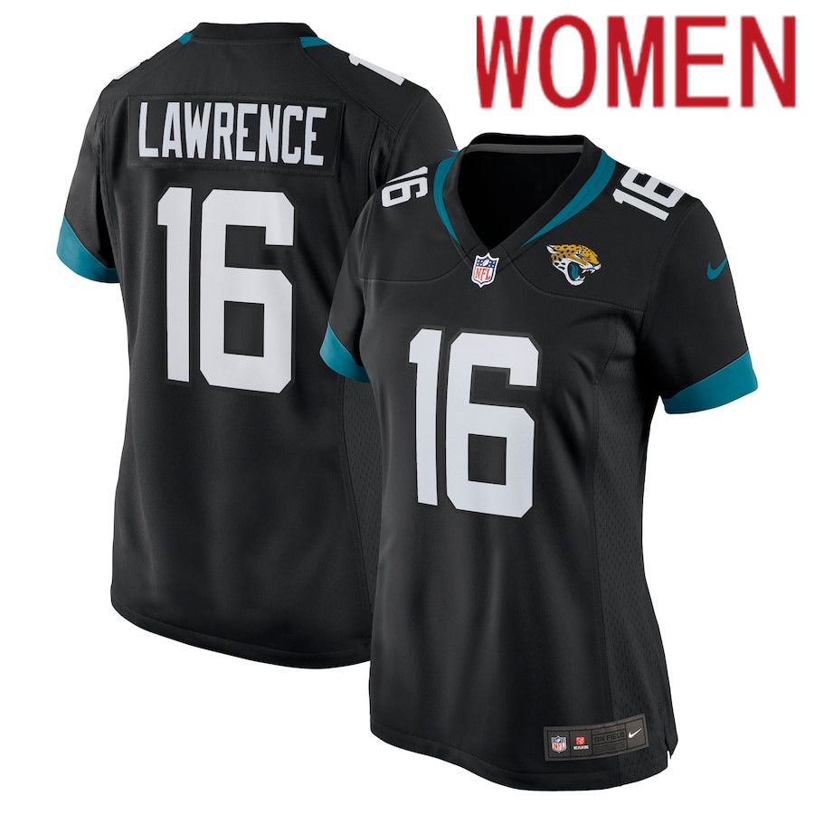 Women Jacksonville Jaguars 16 Trevor Lawrence Nike Black Alternate 2021 Draft First Round Pick Game NFL Jersey